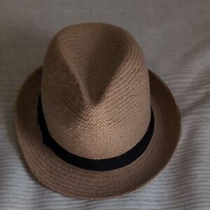 Banana Republic Tan Straw Hat with Black Trim
